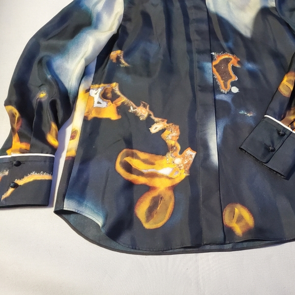NWT $1950 Chloe Geode Print Twill Patterned Classic Silk Button Blouse Sz 40 (8) - Picture 9 of 16